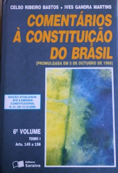 Capa de Comentários à Constituição do Brasil volume 6 tomo 1 - Celso Ribeiro Bastos; Ives Gandra Martins