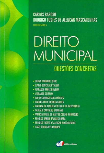 Capa de Direito municipal - Carlos Raposo; Rodrigo Tostes de A. Mascarenhas