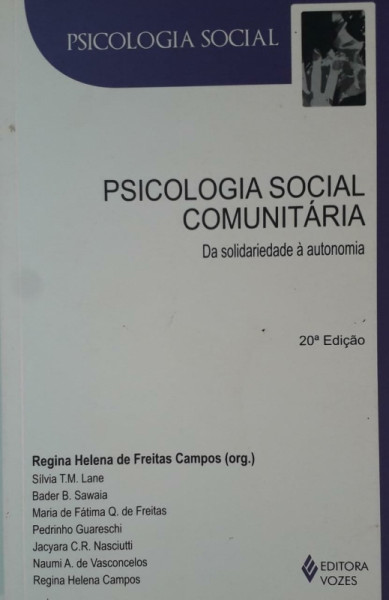 Capa de Psicologia social comunitária - Regina Helena de Freitas Campos (org.)