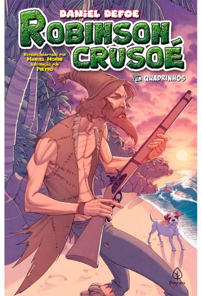 Capa de Robinson Crusoé em quadrinhos - Daniel Defoe