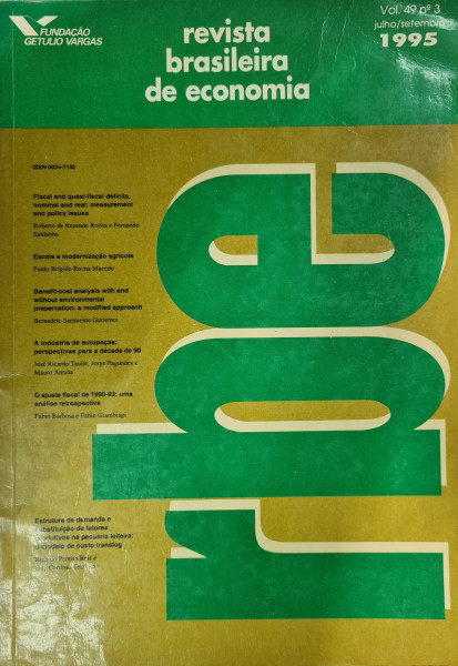 Capa de Revista brasileira de economia vol.49, n.3 - Fundação Getúlio Vargas