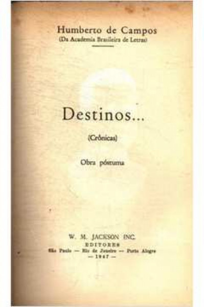 Capa de Destinos... - Humberto de Campos