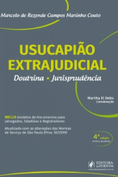 Capa de USUCAPIÃO EXTRAJUDICIAL - DOUTRINA - JURISPRUDÊNCIA - MARTHA EL DEBS