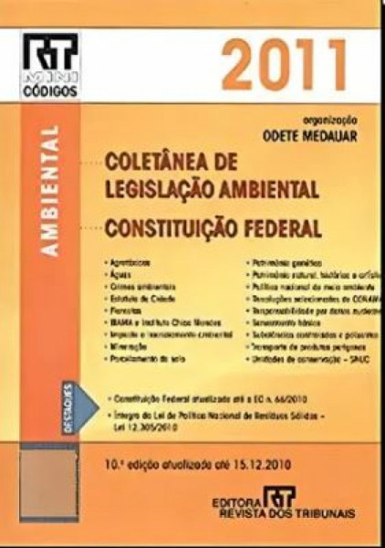 Capa de COLETANEA DE LEGISLAÇÃO AMBIENTAL - CONSTITUIÇÃO DEFERAL - ODETE MEDAUAR